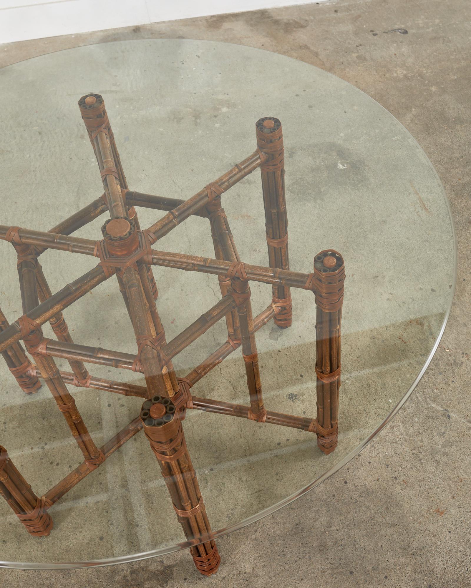 Contemporary McGuire Organic Modern Hexagonal Bamboo Rattan Dining Table