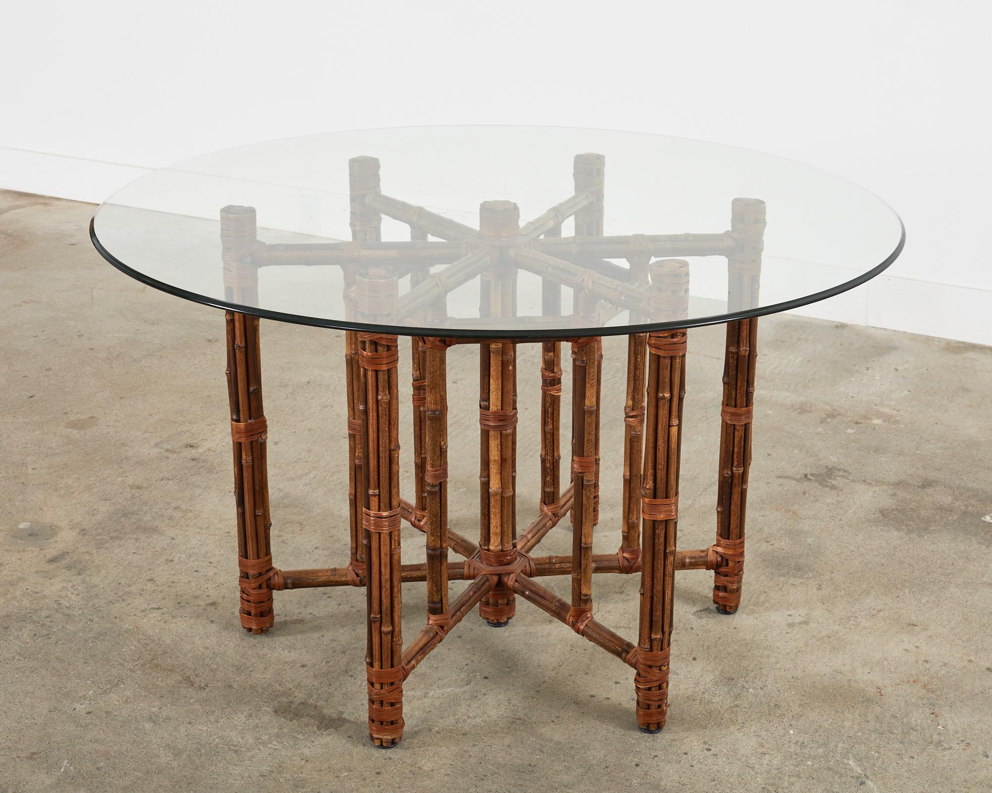 Leather McGuire Organic Modern Hexagonal Bamboo Rattan Dining Table