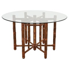 McGuire Organic Modern Hexagonal Bamboo Rattan Dining Table