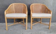 McGuire Organic Modern Bamboo Rattan Lounge Chairs a pair