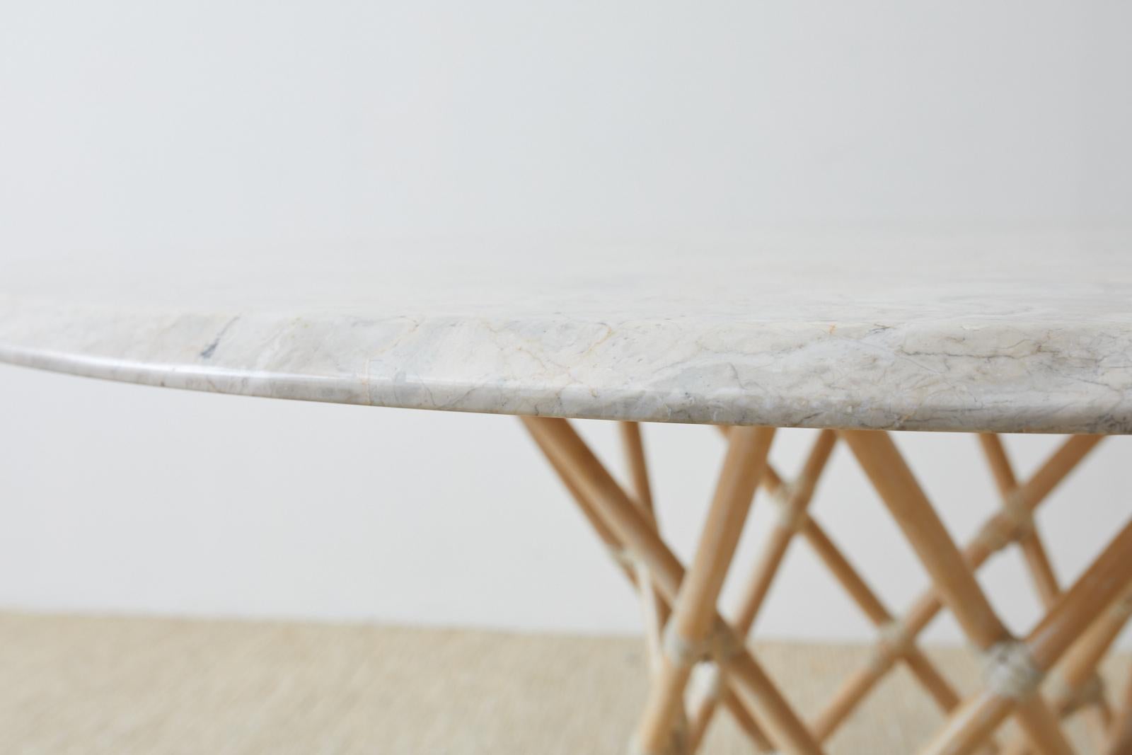 McGuire Organic Modern Marble Top Bamboo Rattan Dining Table at 1stDibs | rattan and marble ...