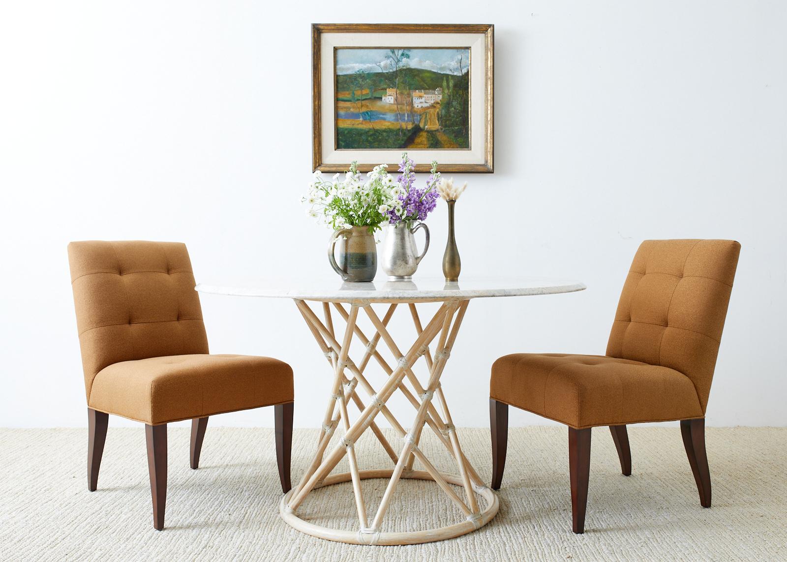 McGuire Organic Modern Marble Top Bamboo Rattan Dining Table at 1stDibs | rattan and marble ...