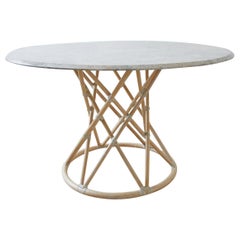 McGuire Organic Modern Marble Top Bamboo Rattan Dining Table