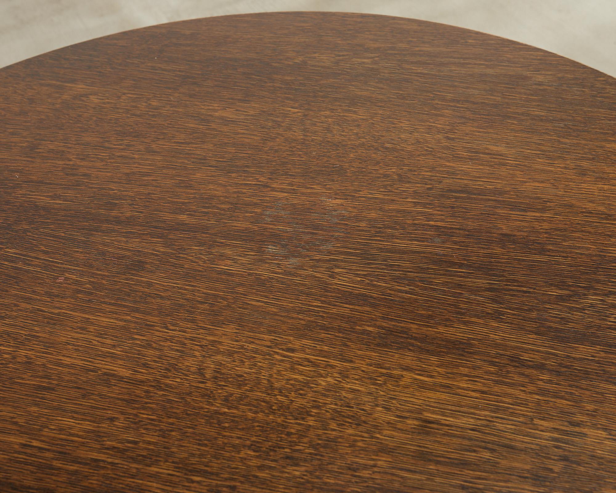 Leather McGuire Organic Modern Oak Card Games or Dining Table For Sale