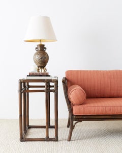 McGuire Organic Modern Oak Rattan Console or Occasional Table