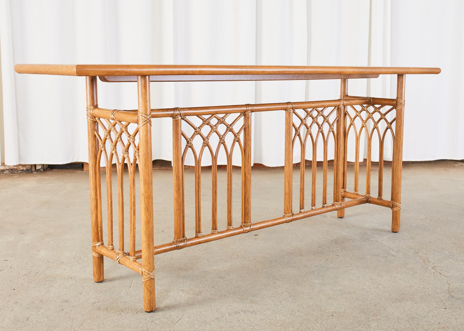 McGuire Organic Modern Oak Rattan Console Table 6