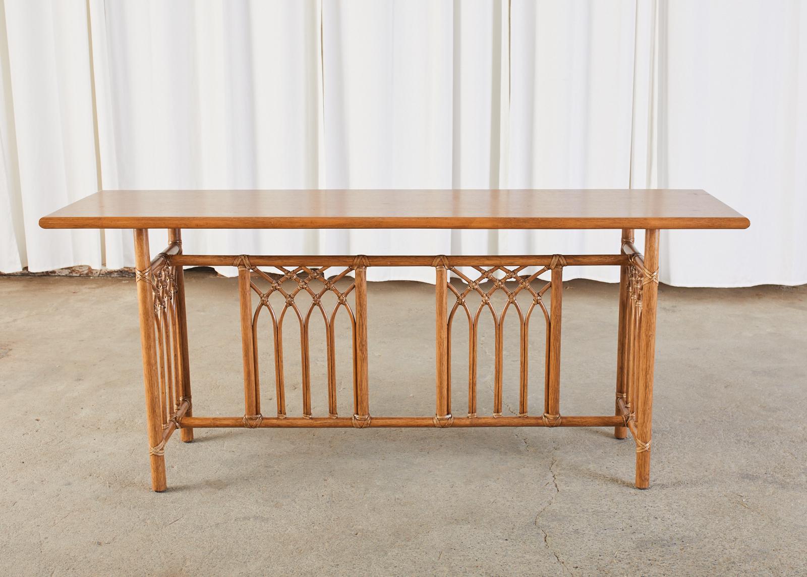 American McGuire Organic Modern Oak Rattan Console Table