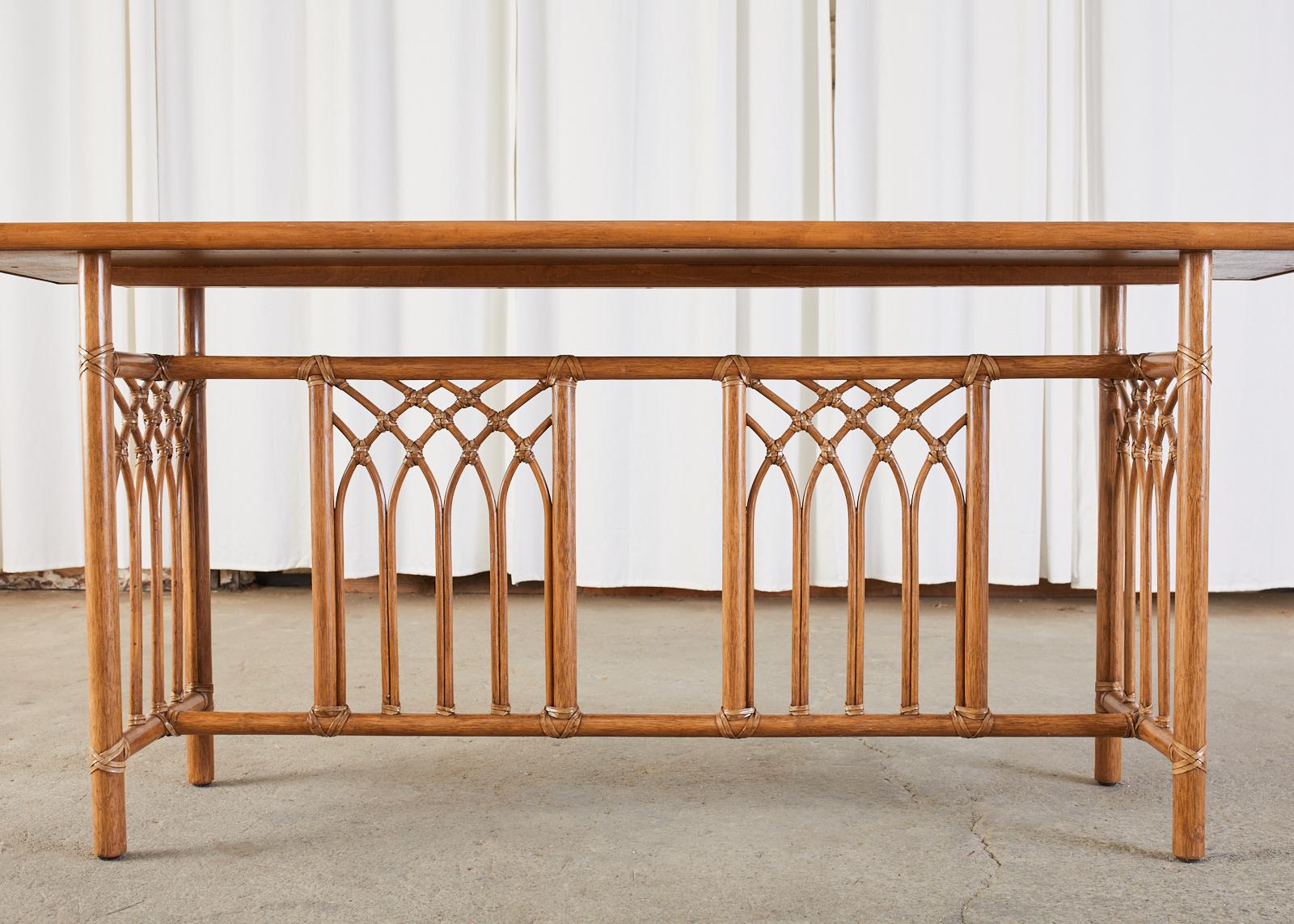Hand-Crafted McGuire Organic Modern Oak Rattan Console Table