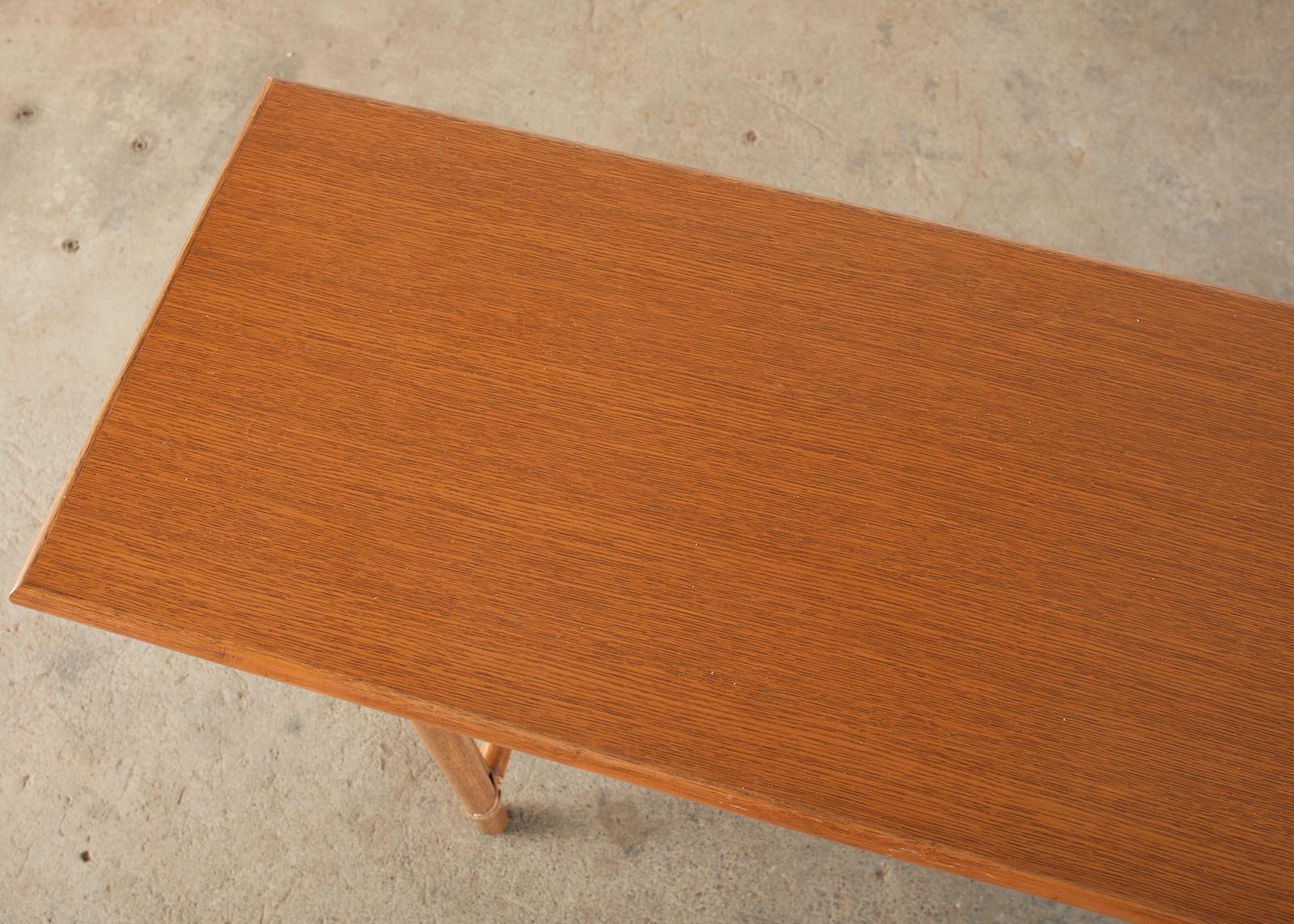 20th Century McGuire Organic Modern Oak Rattan Console Table