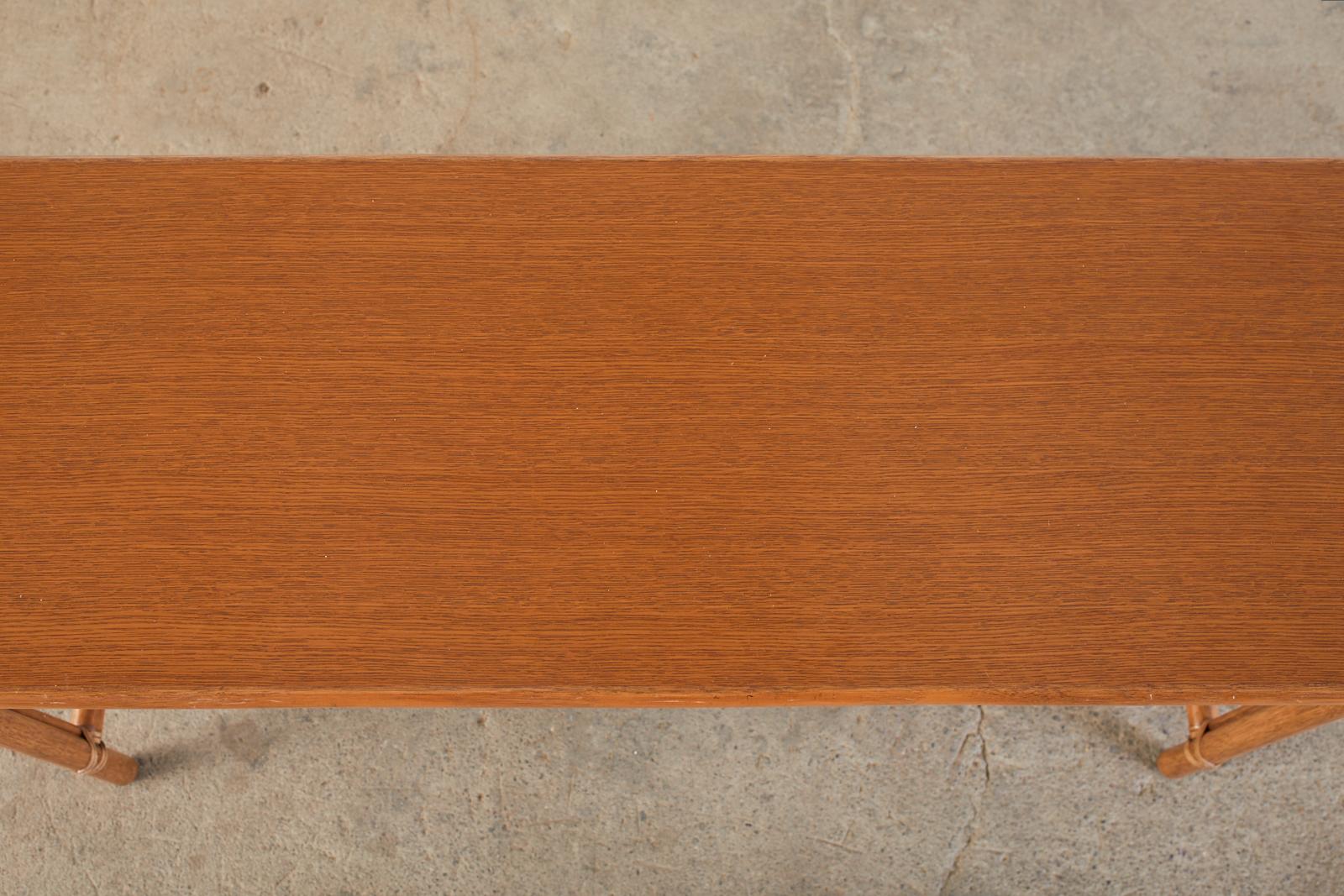 Leather McGuire Organic Modern Oak Rattan Console Table