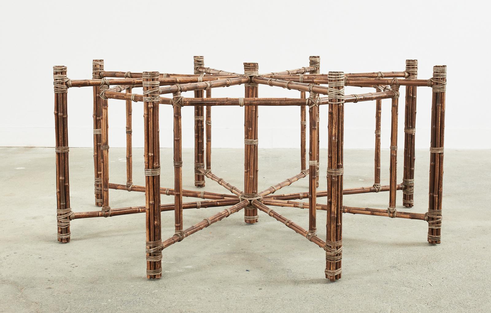 McGuire Organic Modern Octagonal Bamboo Rattan Dining Table 13