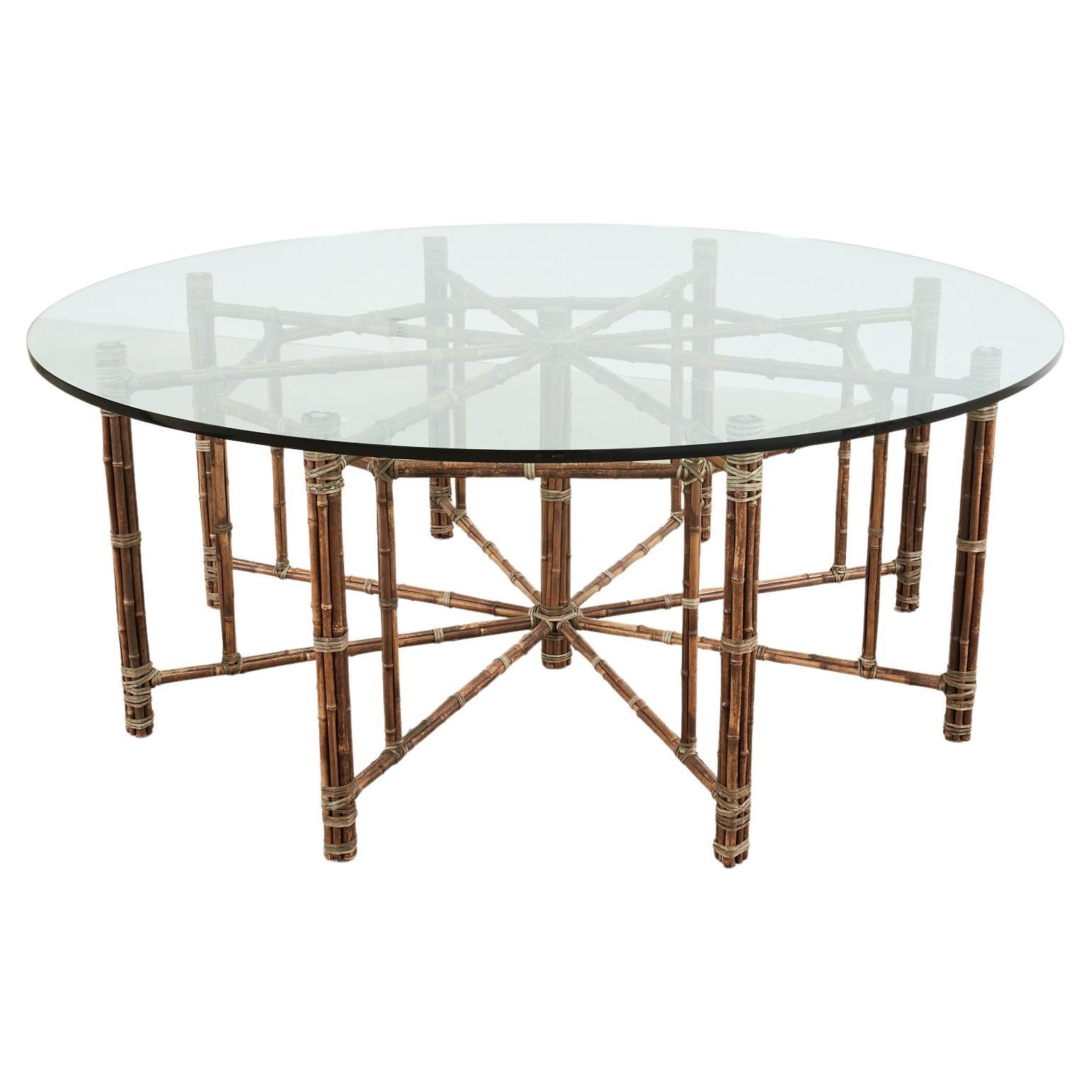 McGuire Organic Modern Octagonal Bamboo Rattan Dining Table 