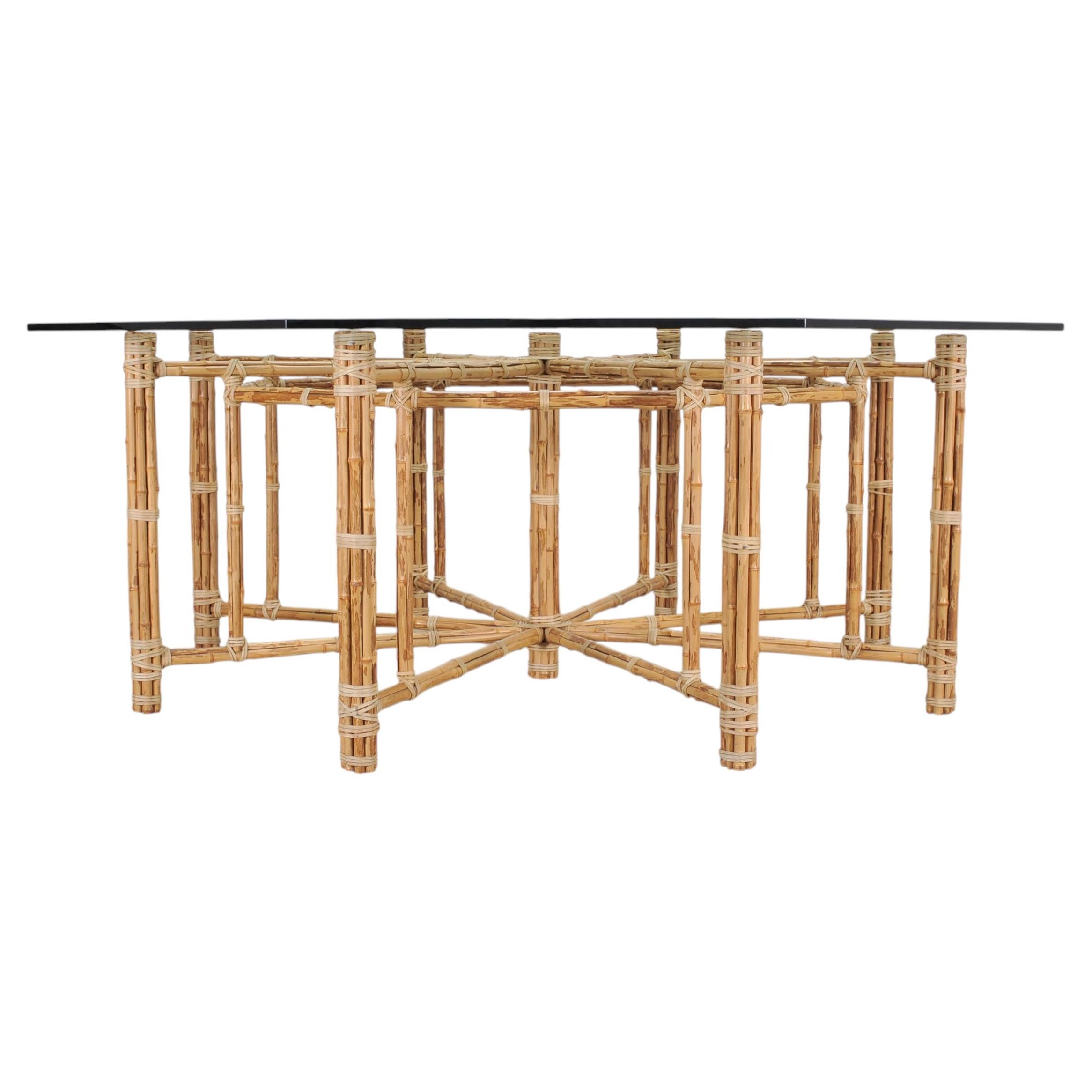 Pre-owned Mcguire Organic Modern Octagonal Blonde Bamboo Dining Table In Brown