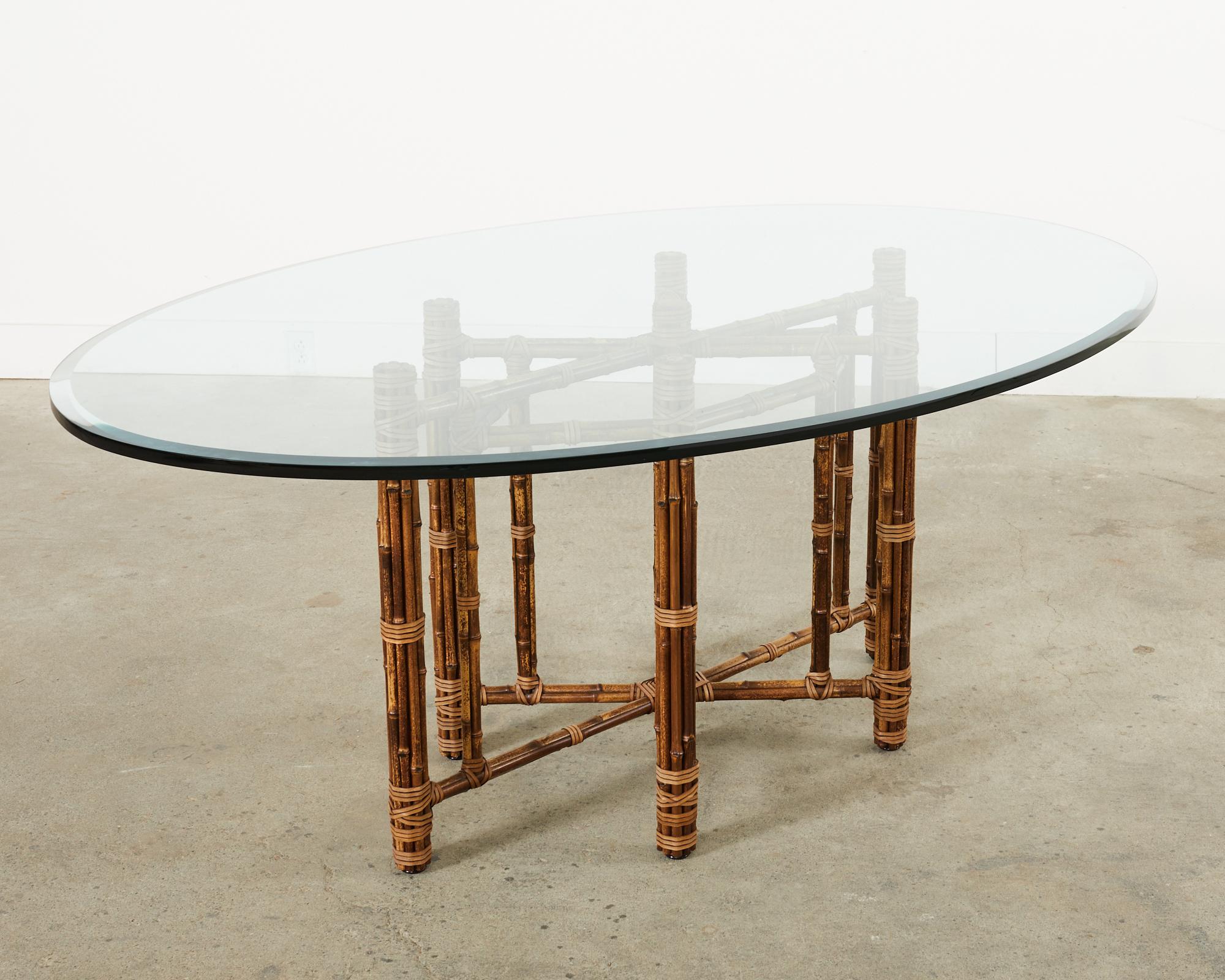 Beveled McGuire Organic Modern Oval Bamboo Rattan Dining Table