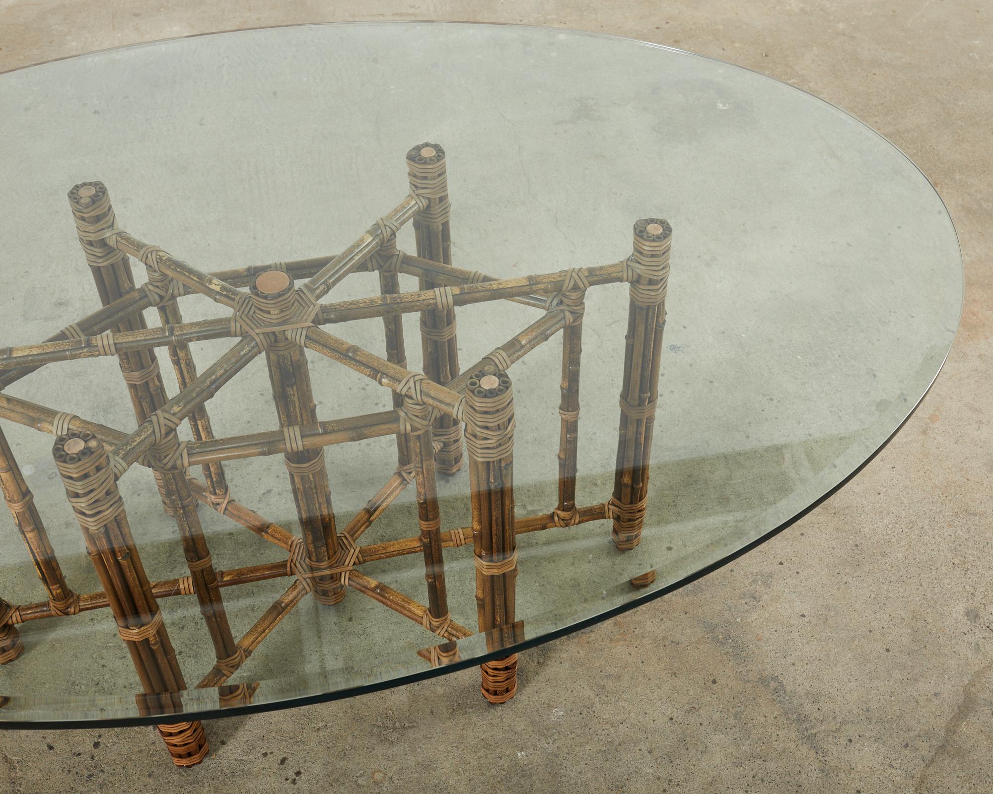20th Century McGuire Organic Modern Oval Bamboo Rattan Dining Table