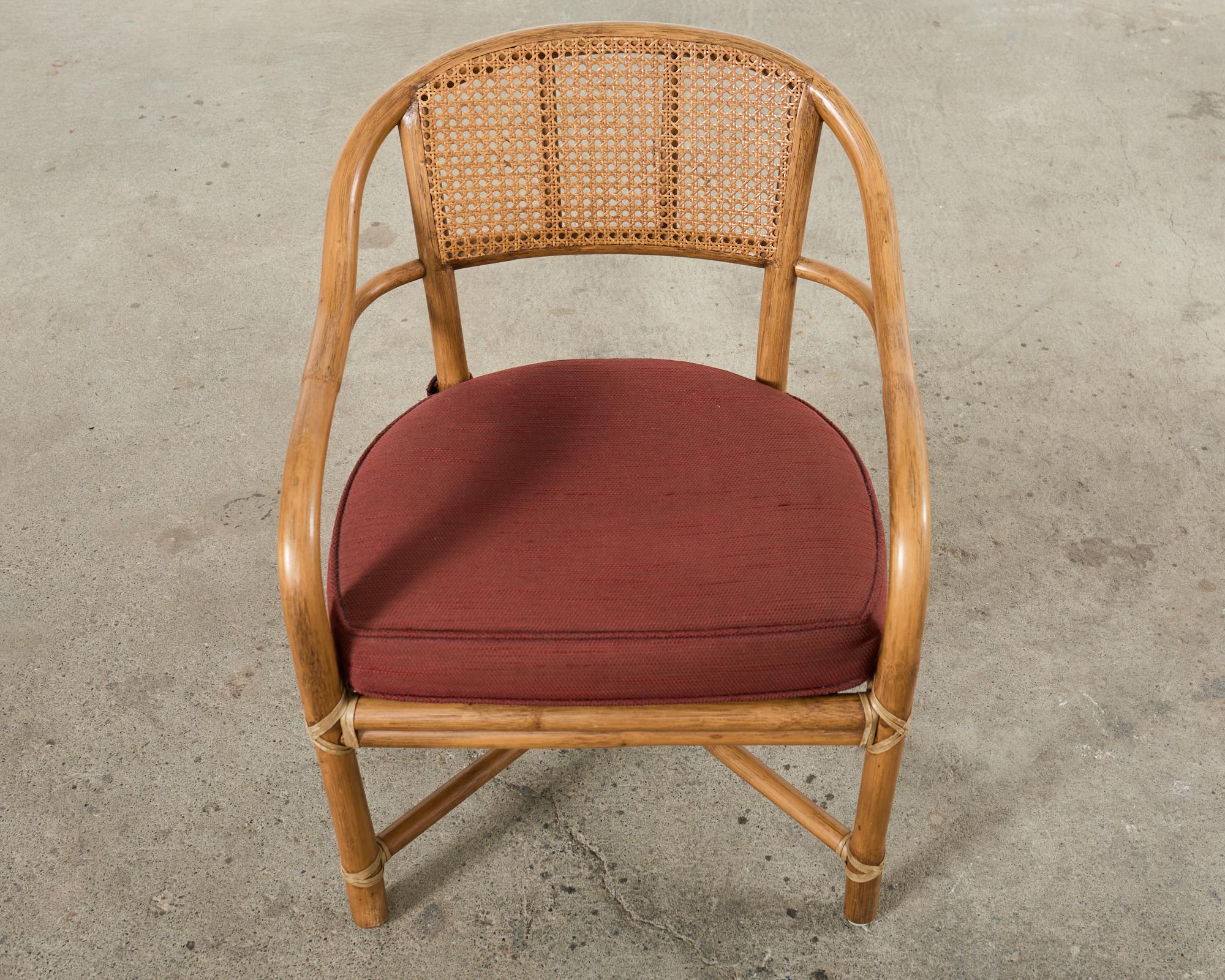 Hand-Crafted McGuire Organic Modern Rattan and Cane Back Armchair For Sale