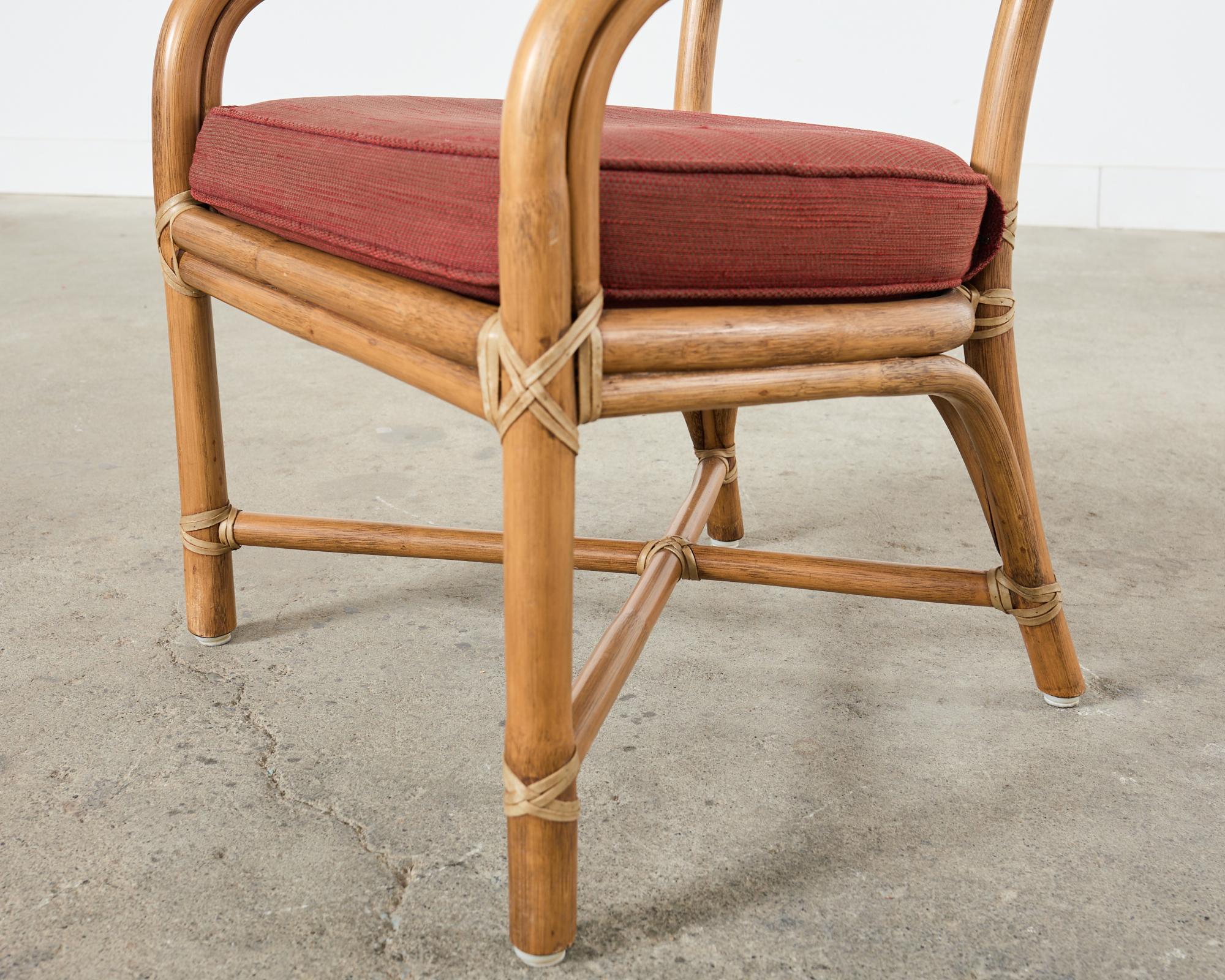 20th Century McGuire Organic Modern Rattan and Cane Back Armchair For Sale