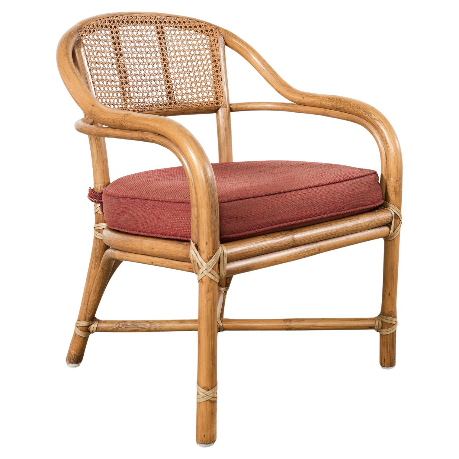 McGuire Organic Modern Rattan and Cane Back Armchair For Sale