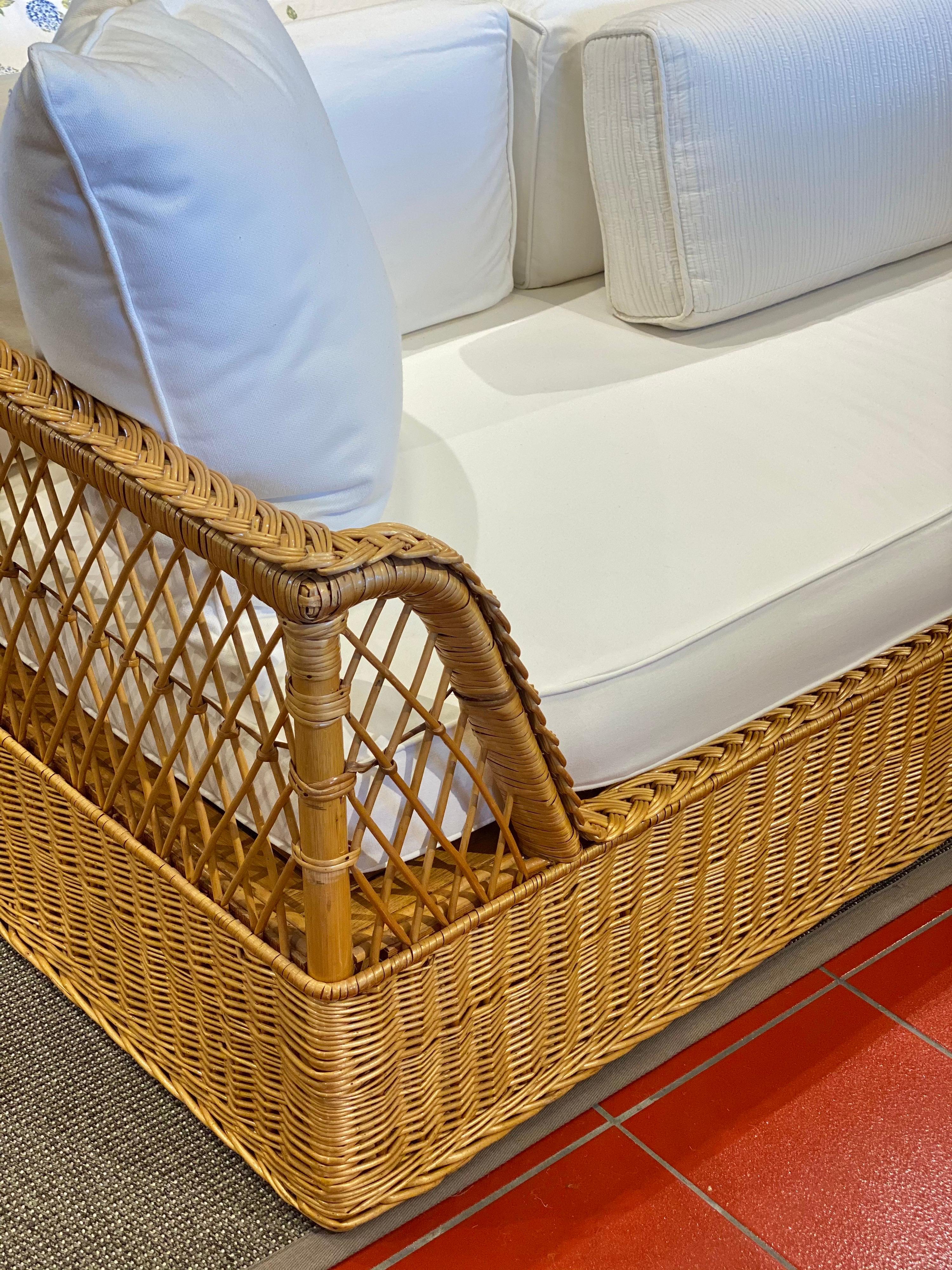 Contemporary McGuire Organic Modern Rattan and Wicker Daybed Sofa