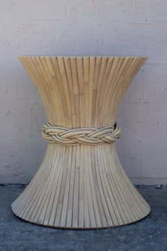 Genuine McGuire Organic Modern Palasan Rattan Pedestal Dining Table Base, Marked