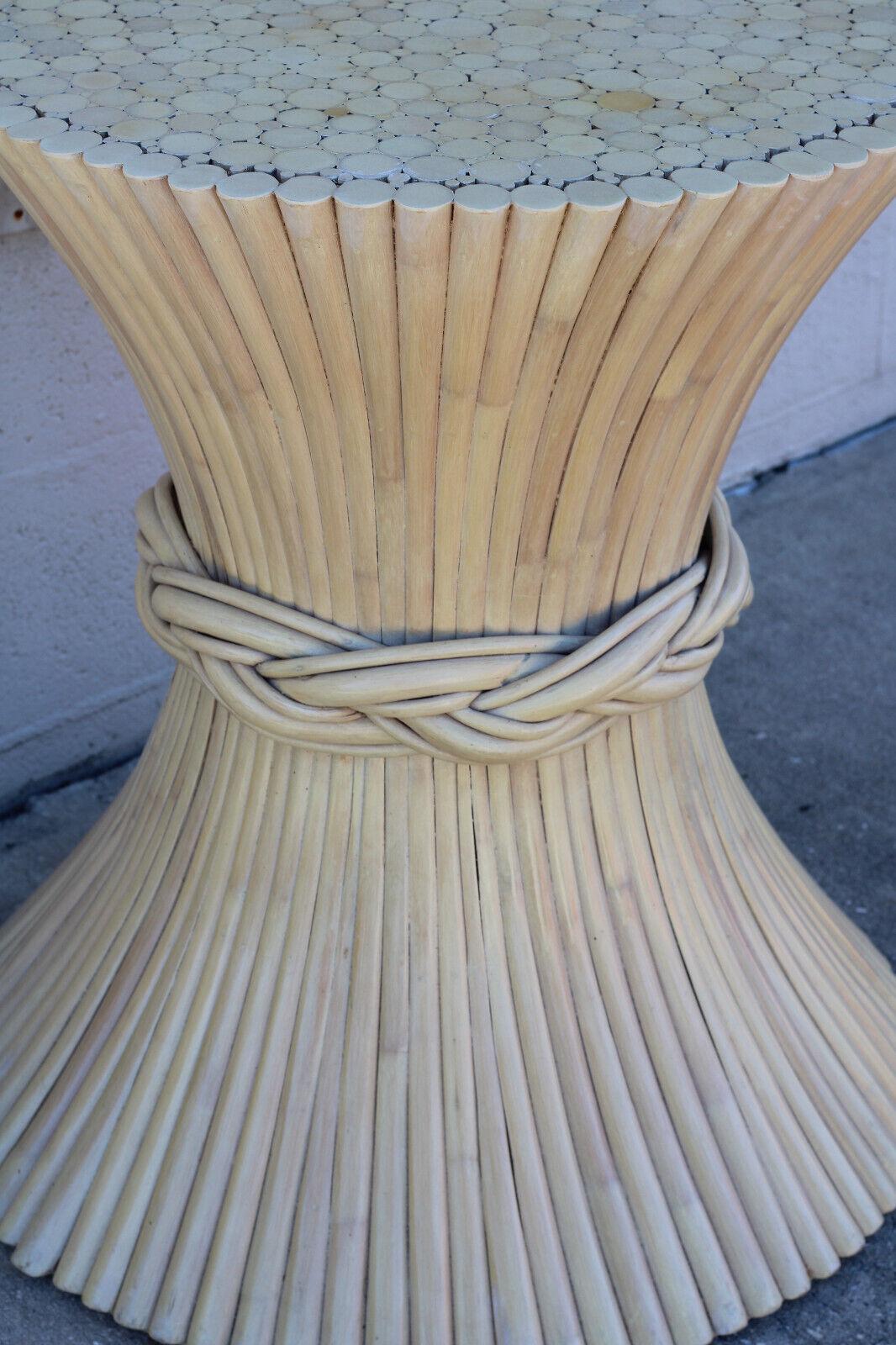 Fait main The Modernity Rattan Bamboo Pedestal Dining Table Base, with Label en vente