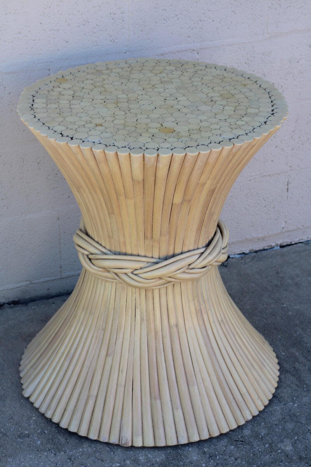 McGuire Organic Modern Rattan Bamboo Pedestal Dining Table Base, with Label For Sale 2