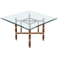McGuire Organic Modern Rattan Bamboo Square Dining Table