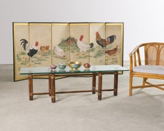 McGuire Organic Modern Table Cocktail Tables en rotin laiton 4.5 Ft