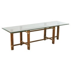 McGuire Organic Modern Rattan Brass Cocktail Table 4.5 Ft