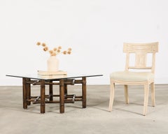 McGuire Organic Modern Rattan Brass Lattice Cocktail Table