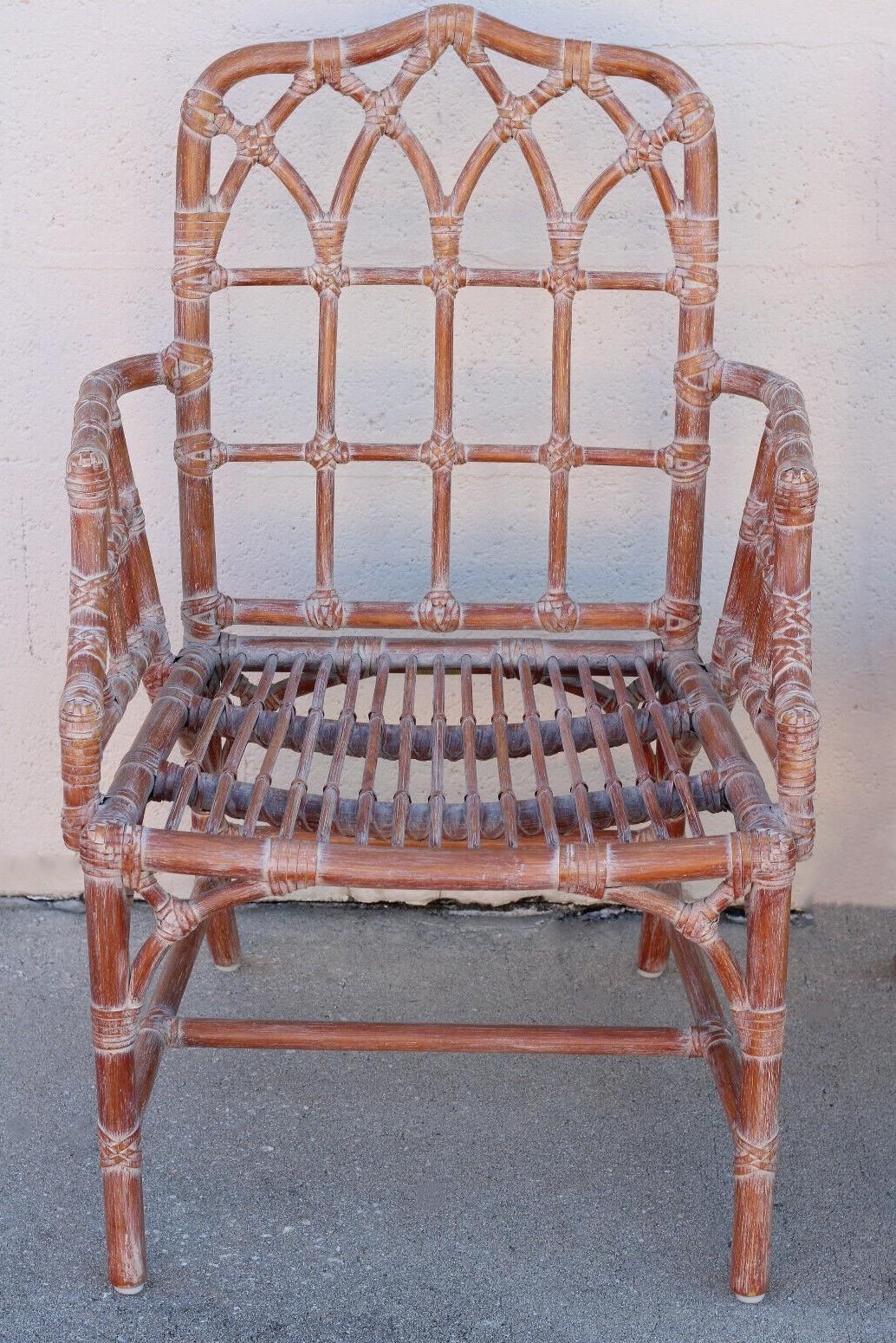 Juego de seis sillas de comedor catedral de ratán de bambú orgánico moderno McGuire en venta 3