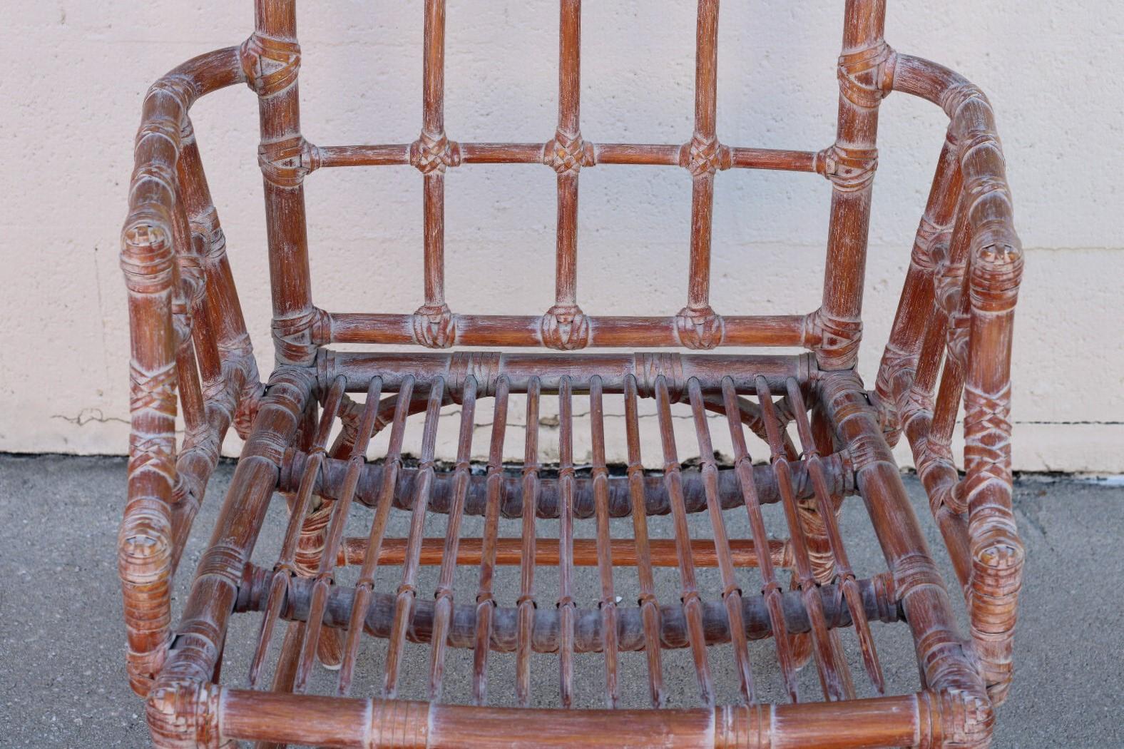Juego de seis sillas de comedor catedral de ratán de bambú orgánico moderno McGuire en venta 4