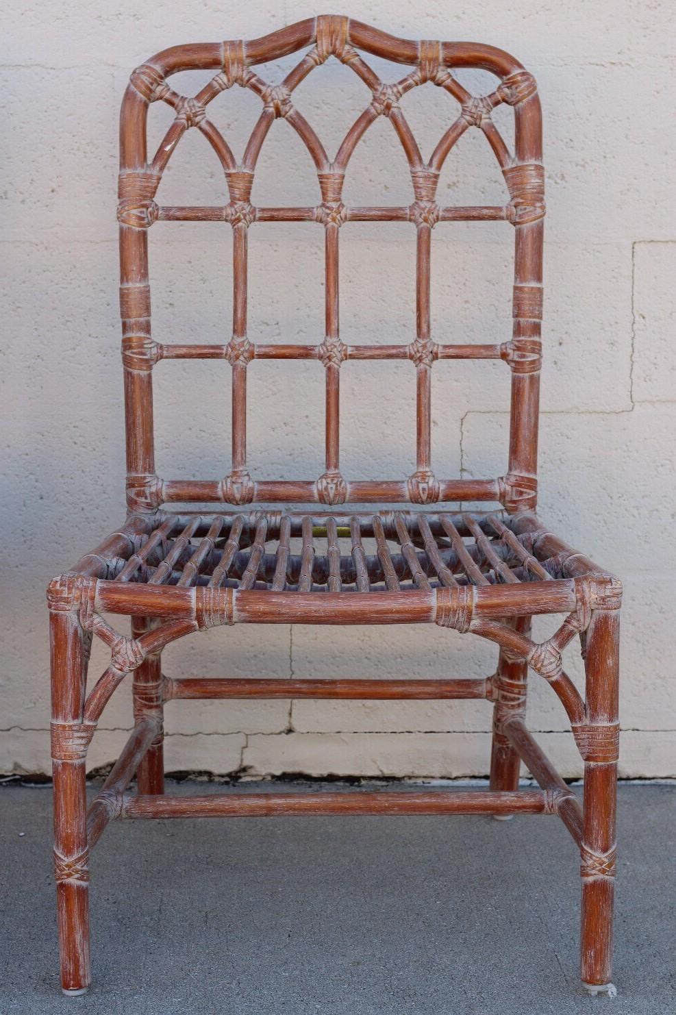 Juego de seis sillas de comedor catedral de ratán de bambú orgánico moderno McGuire en venta 6