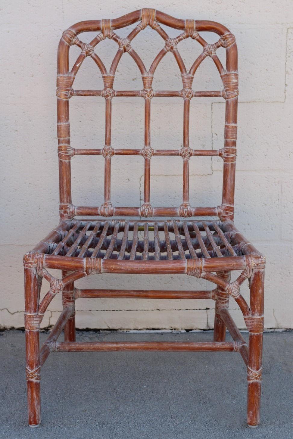 Juego de seis sillas de comedor catedral de ratán de bambú orgánico moderno McGuire en venta 8
