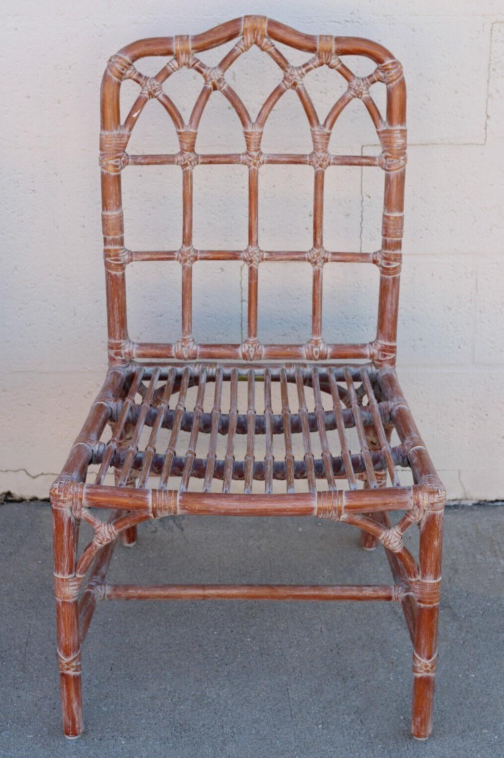 Juego de seis sillas de comedor catedral de ratán de bambú orgánico moderno McGuire en venta 10
