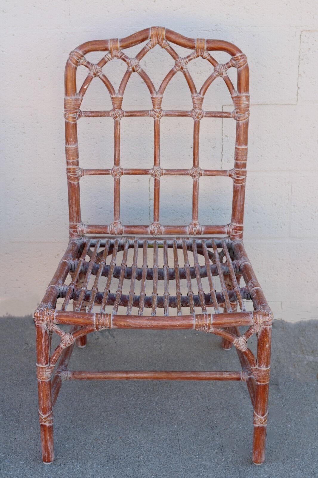 Juego de seis sillas de comedor catedral de ratán de bambú orgánico moderno McGuire en venta 1