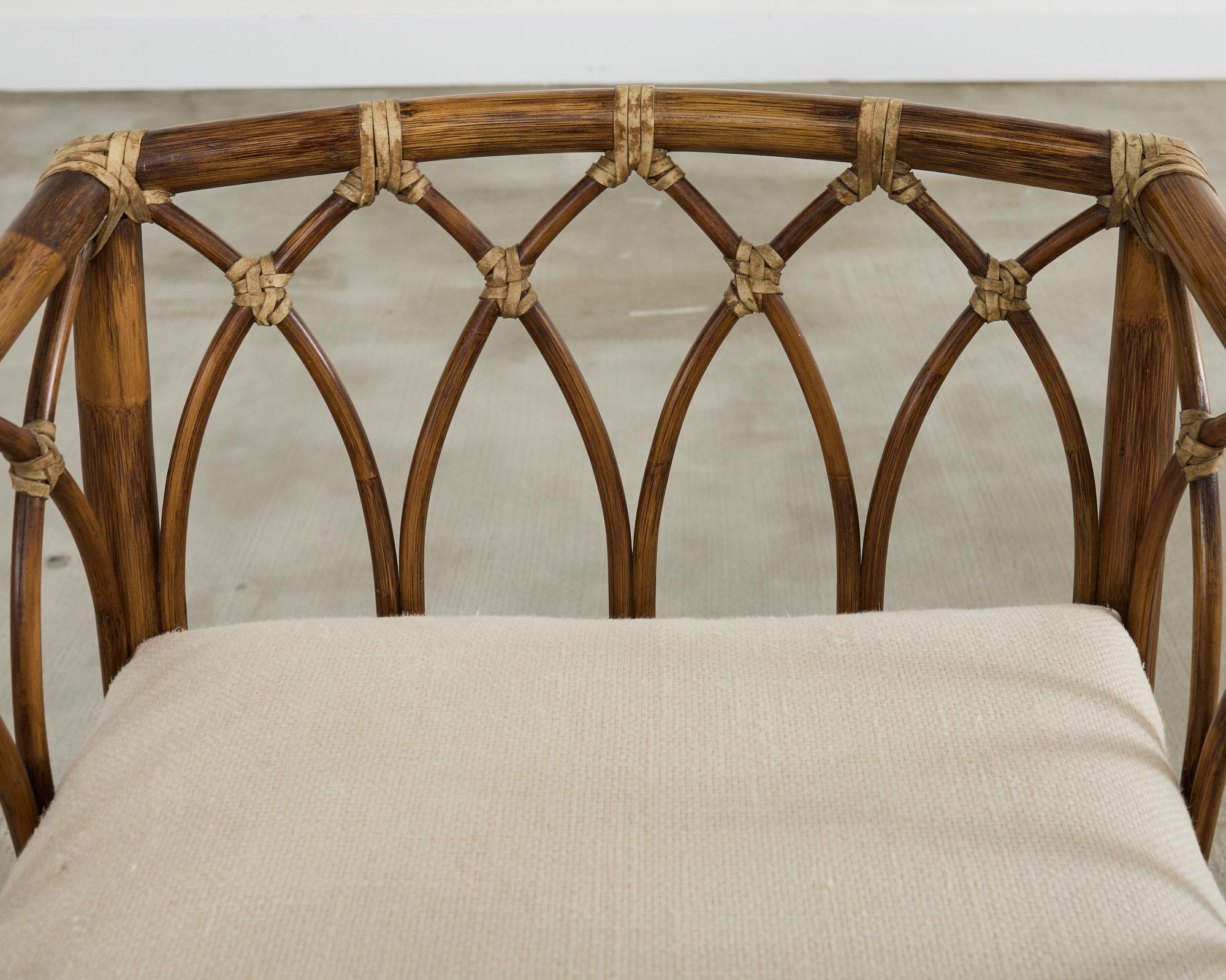 McGuire Organic Modern Rattan Cathedral Style Box Armchair In Good Condition In Rio Vista, CA