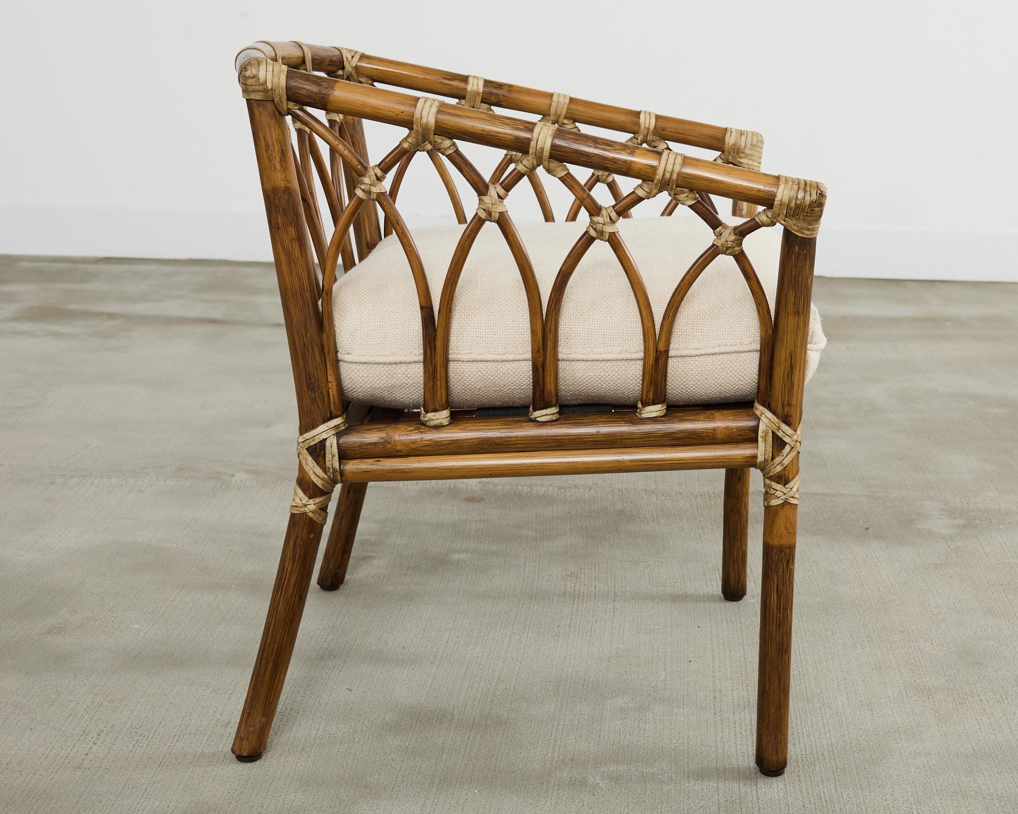 Leather McGuire Organic Modern Rattan Cathedral Style Box Armchair