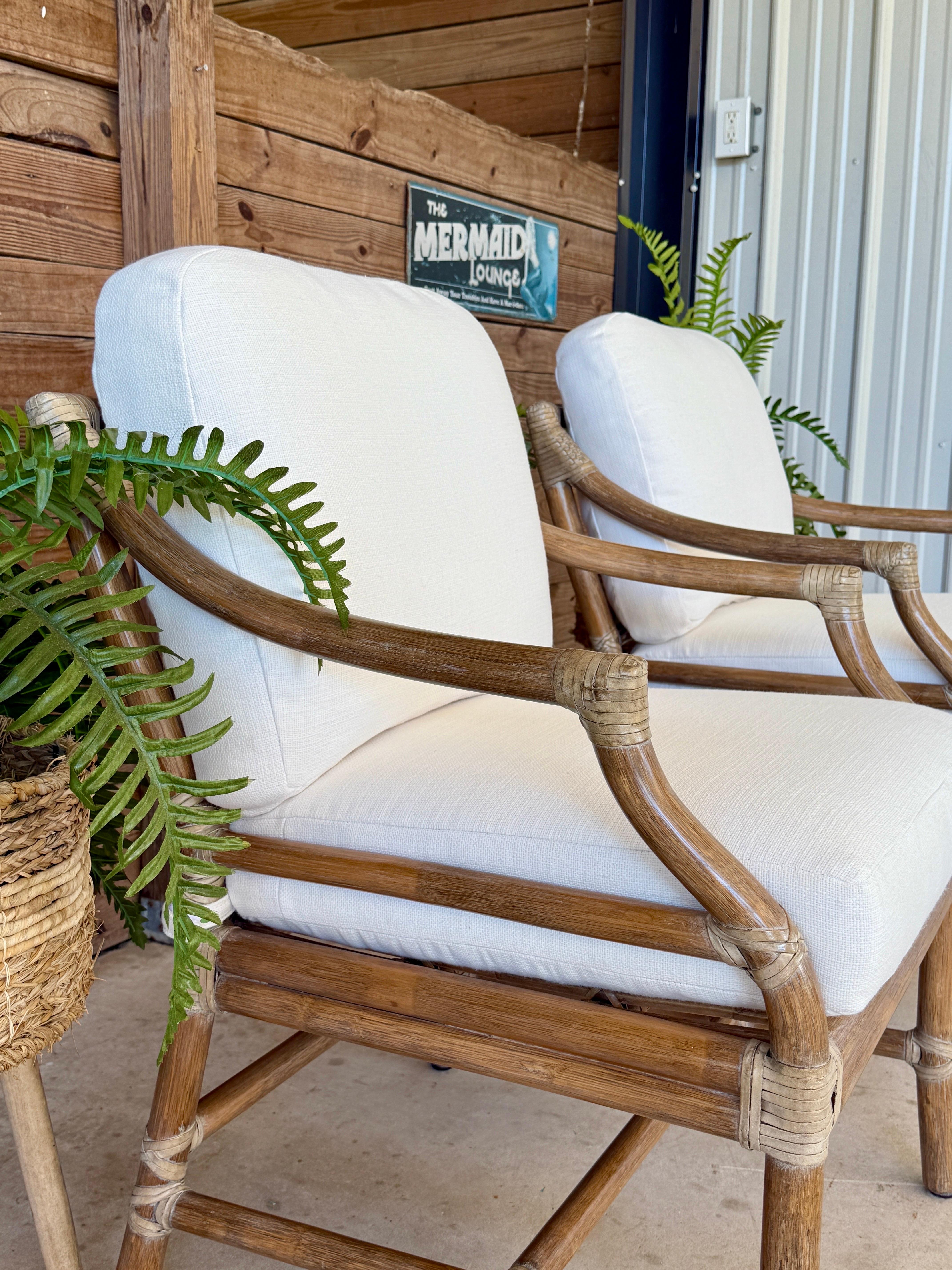 McGuire - Sedie da salotto imbottite su misura in rattan organico moderno - Coppia in vendita 6