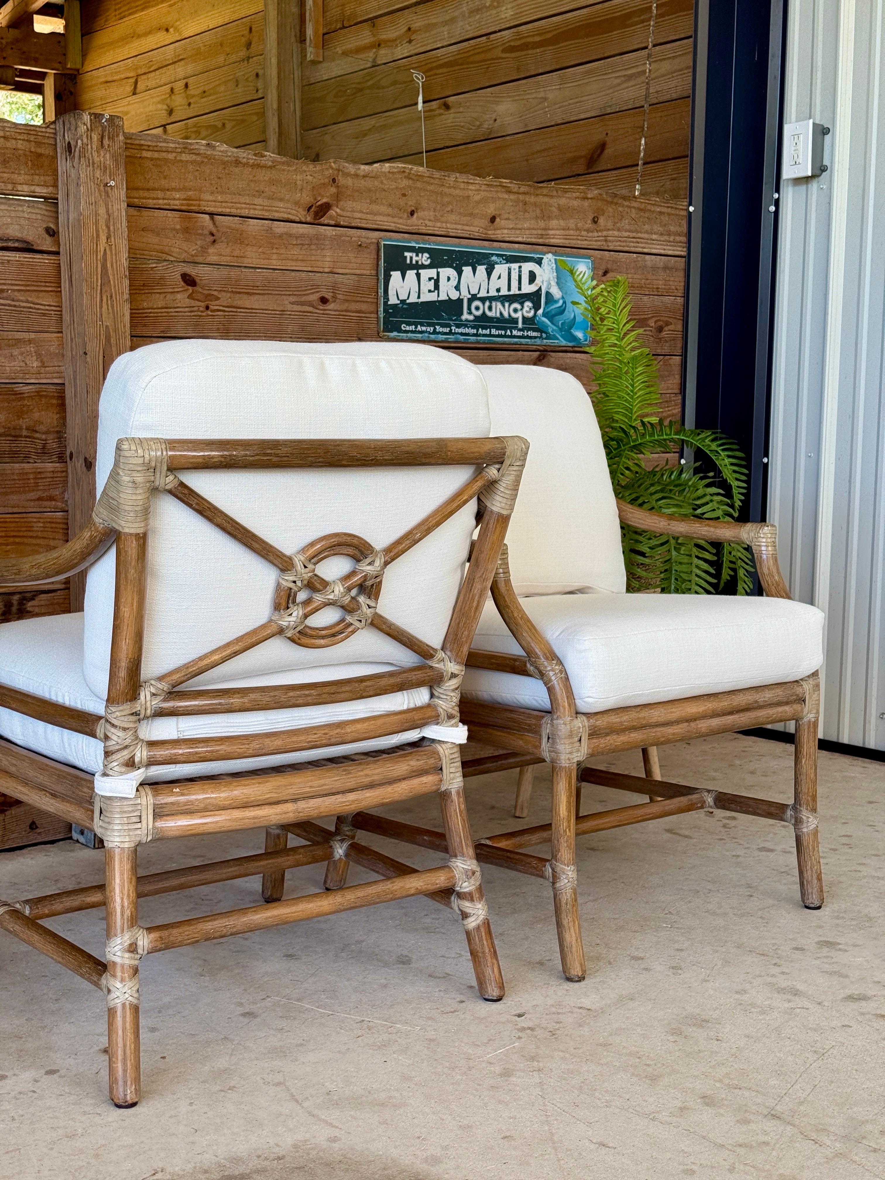 McGuire - Sedie da salotto imbottite su misura in rattan organico moderno - Coppia in vendita 7