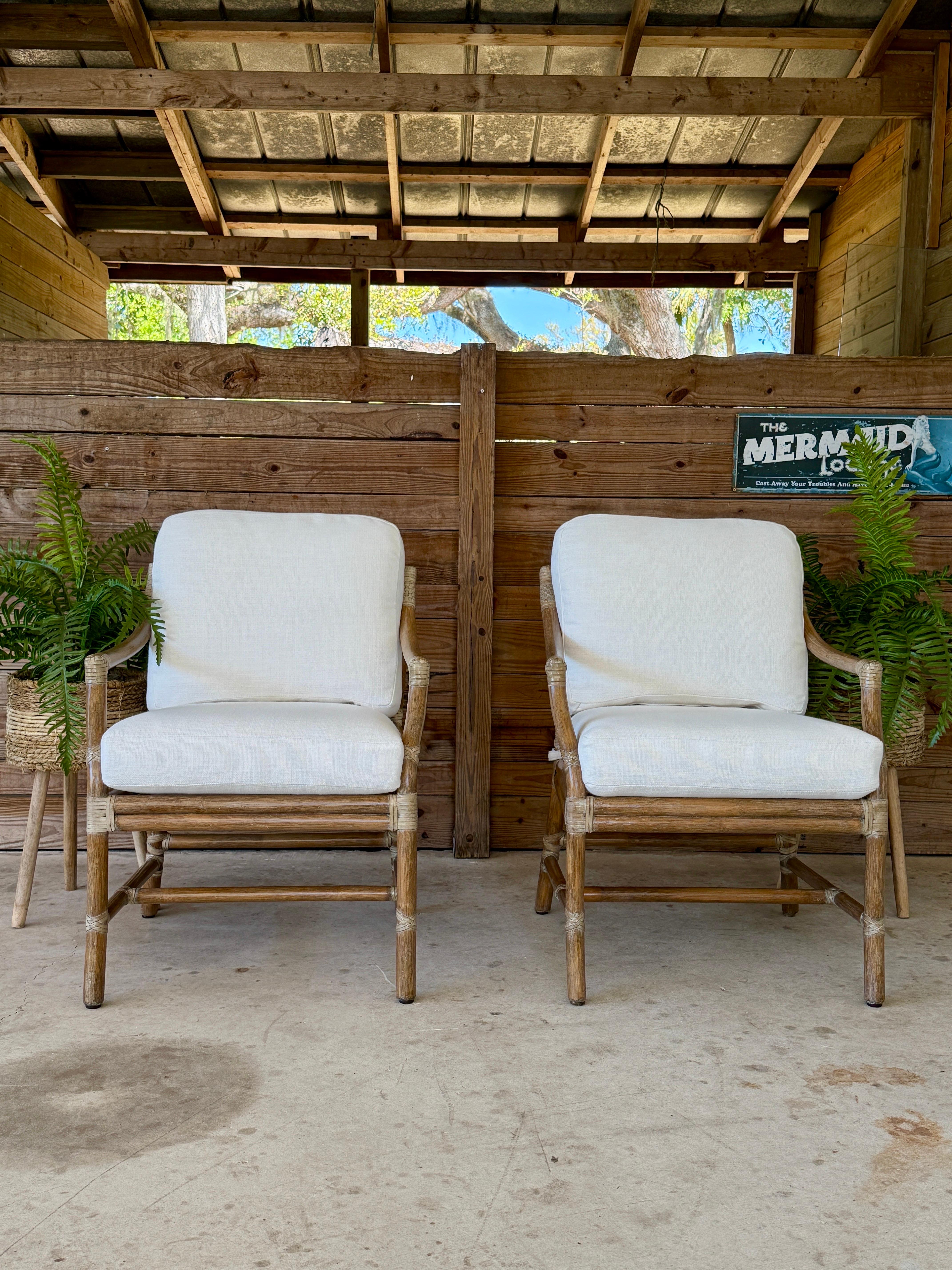 McGuire - Sedie da salotto imbottite su misura in rattan organico moderno - Coppia in vendita 9