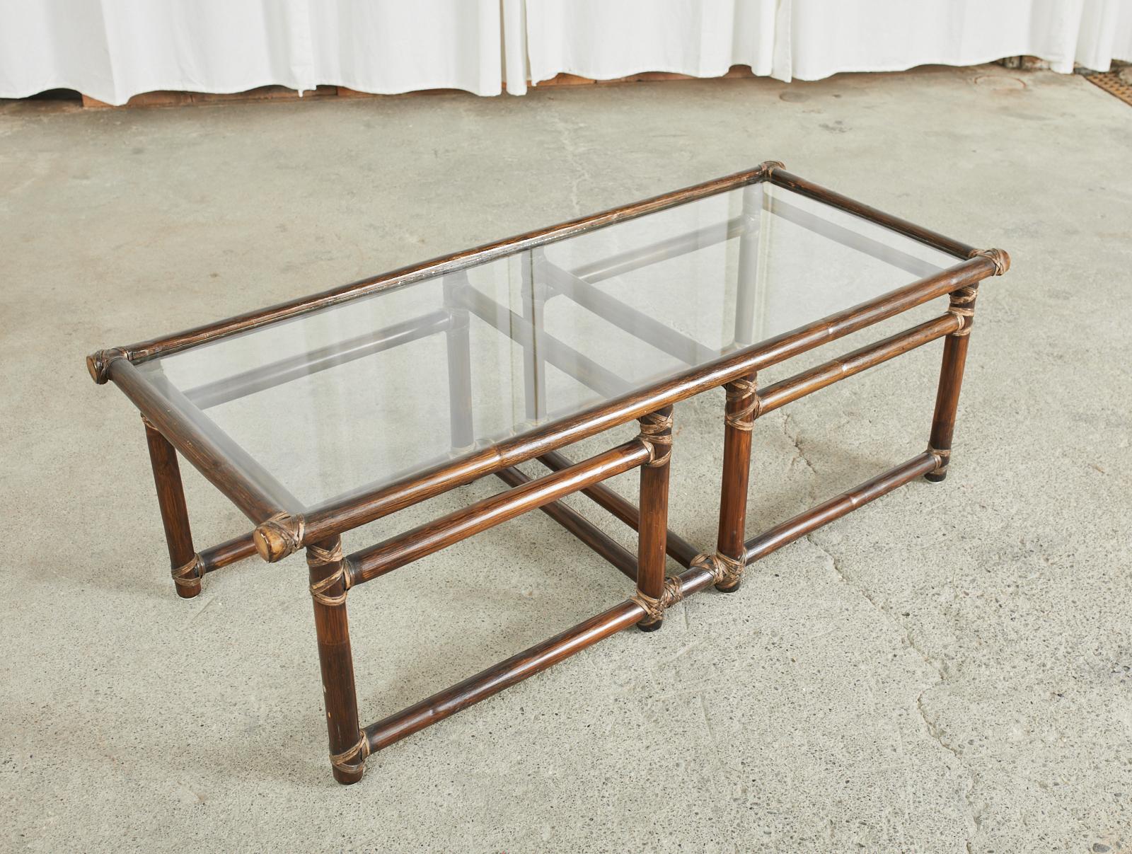 McGuire Organic Modern Rattan Glass Top Cocktail Table 2