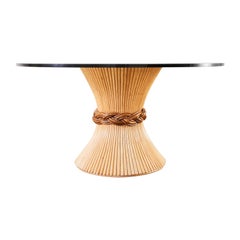 McGuire Organic Modern Rattan Glass Top Dining Table