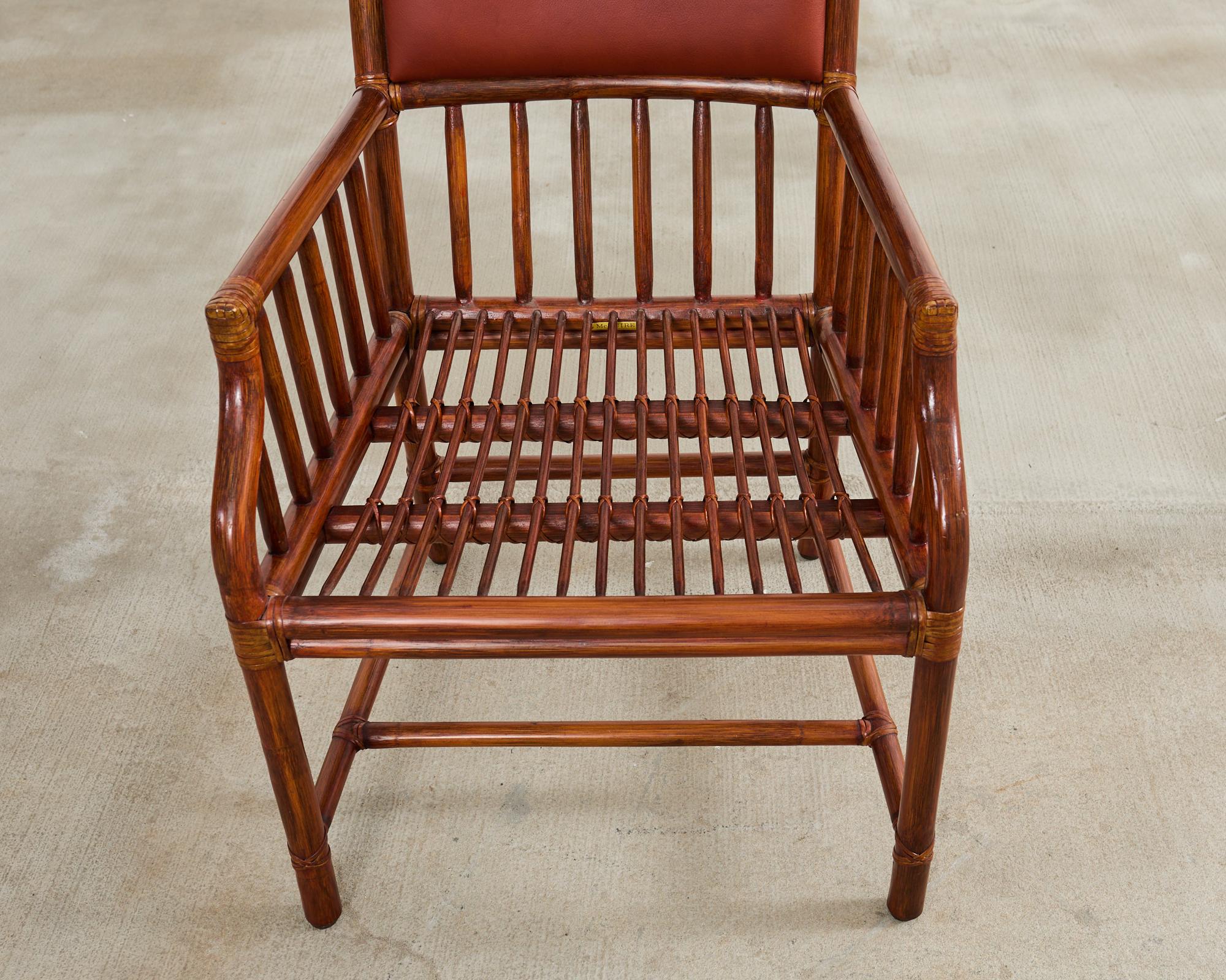 McGuire Sillón moderno orgánico de ratán y piel para biblioteca en venta 11