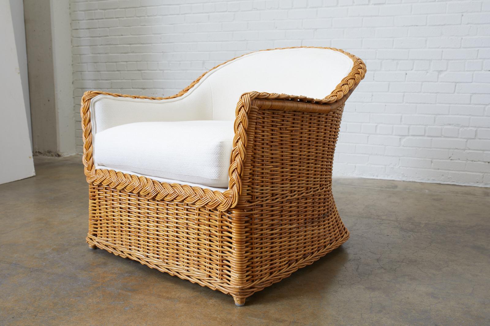McGuire Organic Modern Rattan Lounge Chair and Ottoman 1