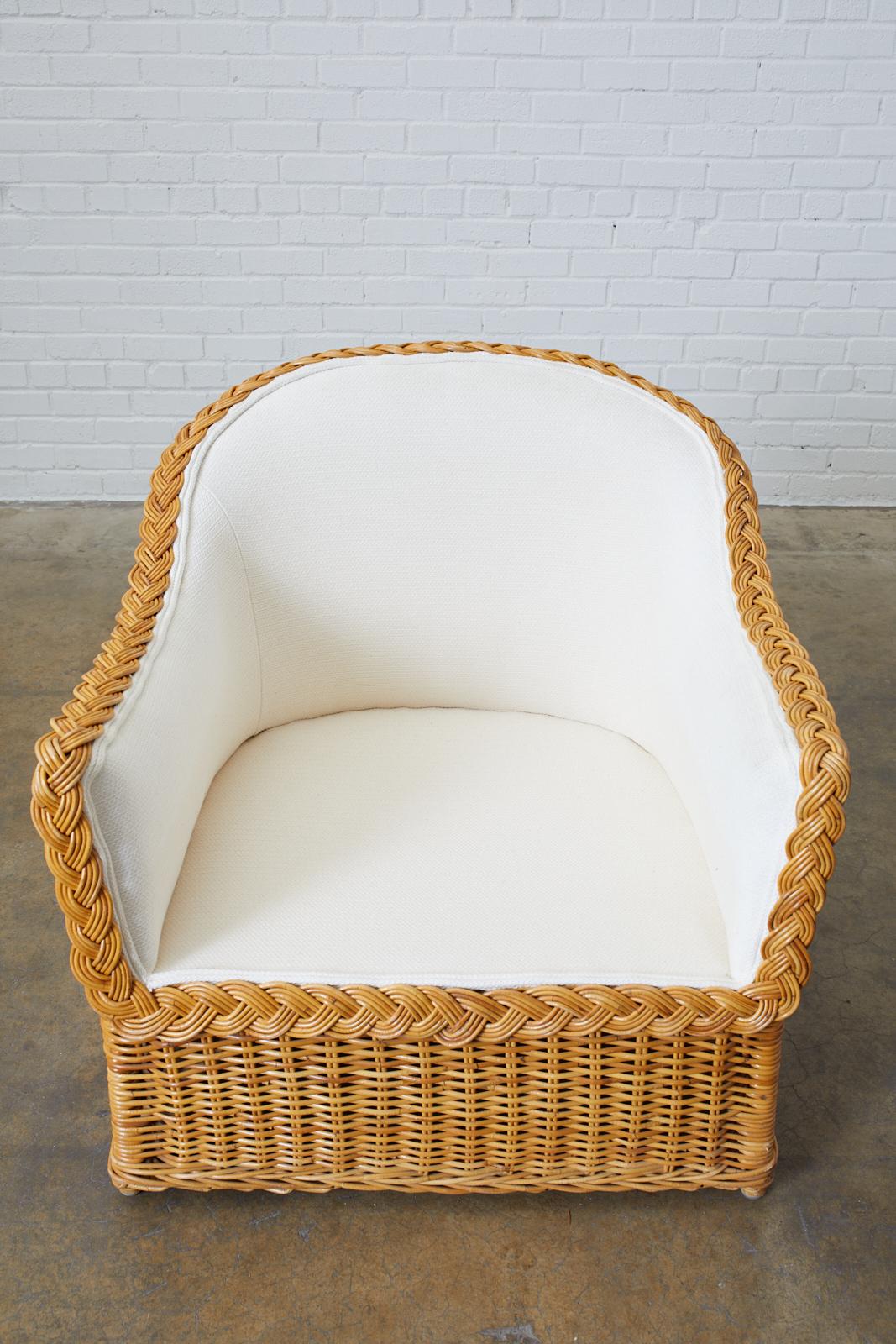 McGuire Organic Modern Rattan Lounge Chair and Ottoman 7
