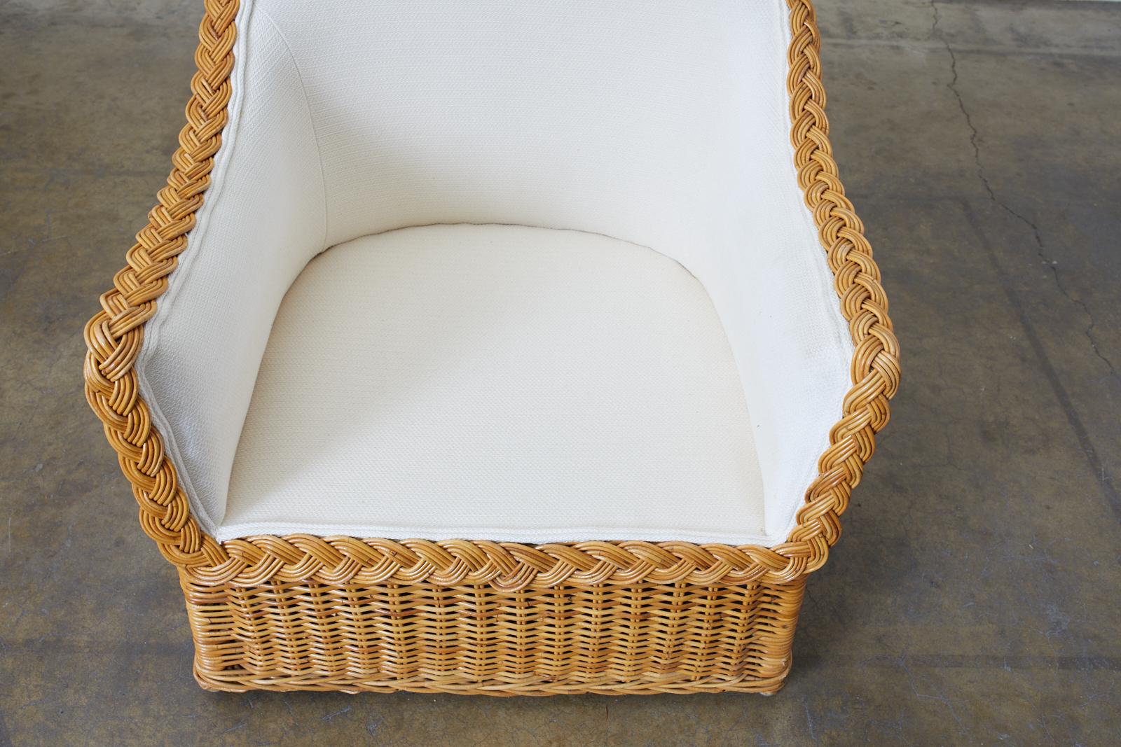 McGuire Organic Modern Rattan Lounge Chair and Ottoman 7