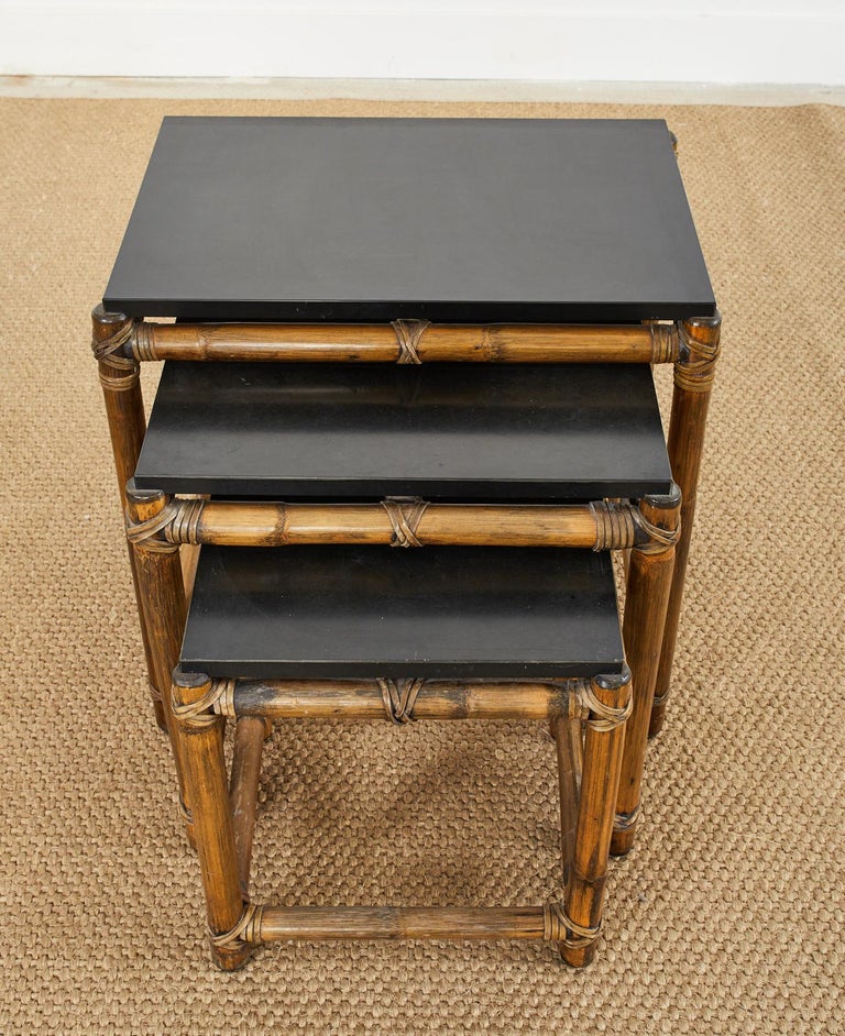 McGuire Organic Modern Rattan Nesting Drink Tables For Sale at 1stDibs