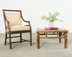 McGuire Organic Modern Rattan Oak Cocktail Coffee Table