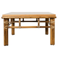 Vintage McGuire Organic Modern Rattan Oak Cocktail Coffee Table